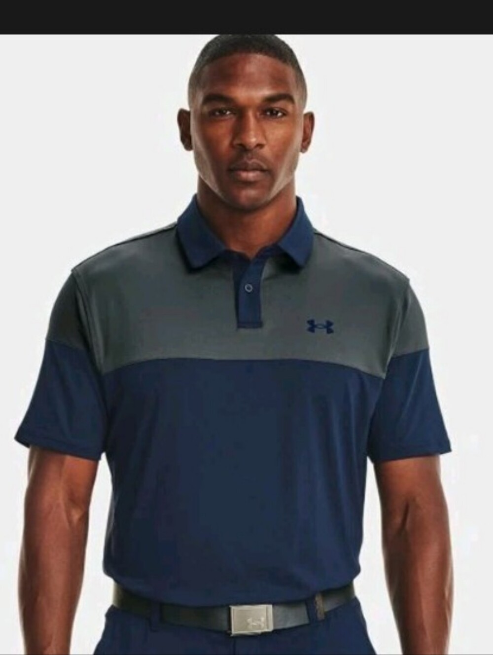 Under Armour Two-Tone Navy and Gray Performance Polo Men's Medium